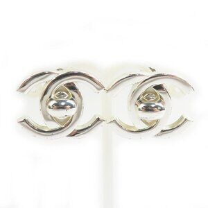 CHANEL Silver Logo Earrings